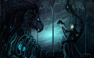Woman bird giant alien darkforest - full free wallpaper