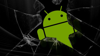 Broken glass android aurora night - autodestructive art free wallpaper