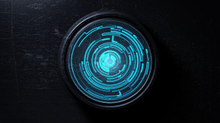 Blue circular object black background - star citizen halo free wallpaper
