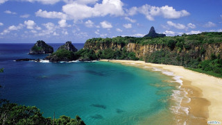 Beach sandy shore mountain blue - the shore free wallpaper