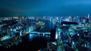 City night river bridge scenery - a city free wallpaper