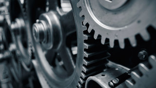 Metal gear wheel bw background - biomechanical free wallpaper