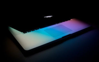 Laptop colorful screen table black - gradient light blue free wallpaper