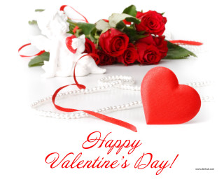 Valentine roses hearts ribbon flowers - a white angel free wallpaper