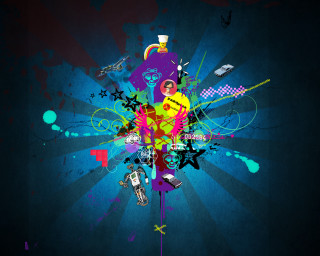 Colorful blue background different things - different thing free wallpaper