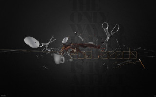 Scissors spoon black background gold - a gold border free wallpaper
