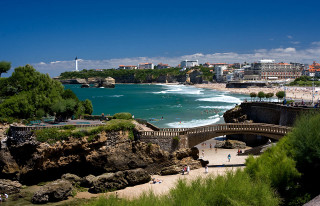 Bridge water city beach foreground - a matte painting free wallpaper