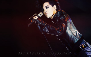 Woman microphone black jacket black - her shoulder free wallpaper