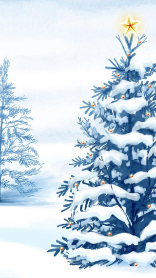 Christmas tree snow star landscape - a digital rendering free wallpaper