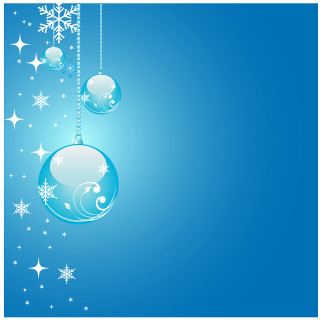 Blue christmas background snowflakes baubles - free christmas wallpaper