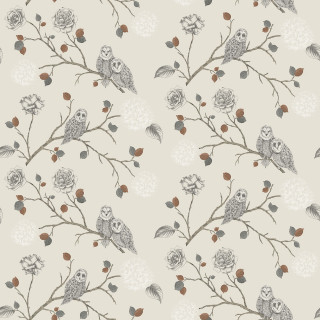 Owls branch flowers leaves light - gray free wallpaper