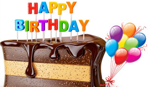 Birthday cake candles balloons happy 5 - a birthday cake free wallpaper