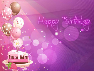 Birthday card cake balloons purple - a cake and balloons free wallpaper