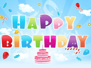 Birthday card cake balloons sky - a cake and balloons free wallpaper