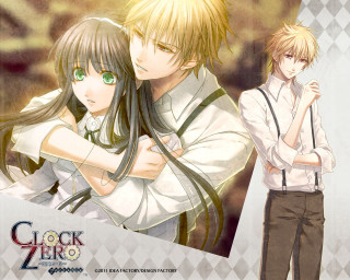 Anime couple characters arms around 2 - a background free wallpaper