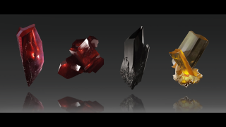Colored crystals black background reflection - a reflection free wallpaper