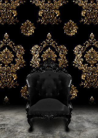 Black chair gold designs wallpapered - a flemish baroque free wallpaper