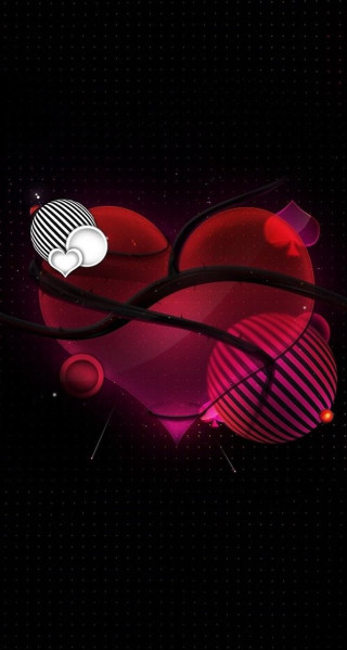 Heart scissors black background red - a red heart free wallpaper
