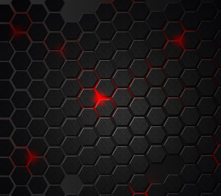 Dark background red lights hexagonal - computer art free wallpaper