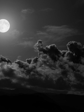 Full moon clouds mountains black 4 - a full moon free wallpaper