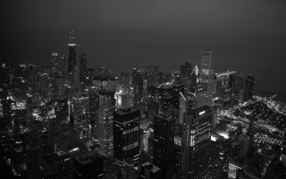 Black white city night lights - skyscraper free wallpaper