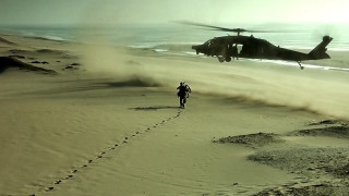 Helicopter beach ocean person walking - a helicopter free wallpaper