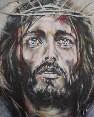 Jesus crown of thorns painting - an oil free wallpaper