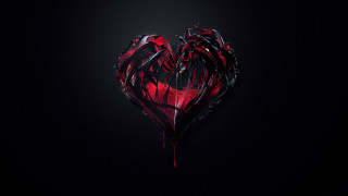 Heart blood dripping black background - blood free wallpaper