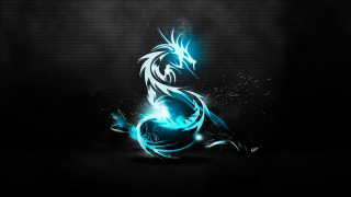 Blue black dragon glowing light - dragon art free wallpaper