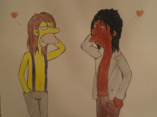 Sad man woman standing next - a drawing of a man and a woman free wallpaper