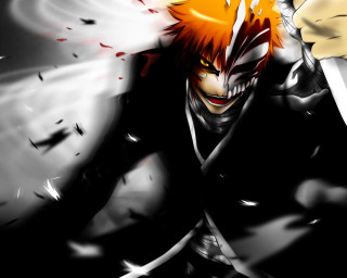 Orange hair man sword hand - white wing free wallpaper