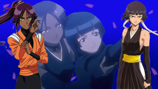 Anime characters group blue purple - a purple background free wallpaper