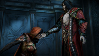 Man woman dark room holding - a demon in the background free wallpaper
