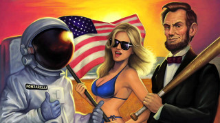 Woman bikini man suit holding - epic composition free wallpaper