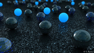 Blue black balls abstract illusionism - cinema 4 d free wallpaper