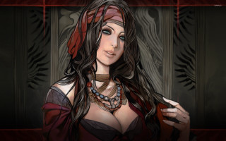 Woman red headscarf necklace neck - her neck and chest free wallpaper