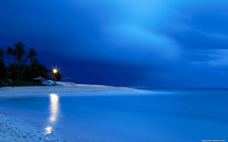 Beach blue sky white sand 2 - a light house free wallpaper