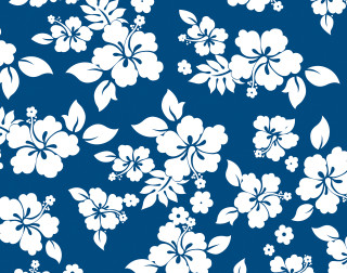 Blue white flower pattern leaves - a silk screen free wallpaper