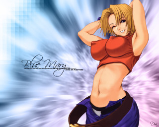 Cartoon redshirt blueSkirt whiteSwirl anime - blue skirt free wallpaper