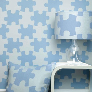 Lamp nightstand blue white wallpaper - abstract illusionism free wallpaper