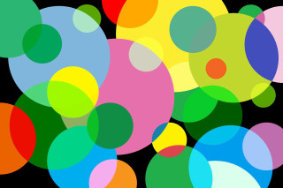 Colorful circles black background white 2 - triadic free wallpaper