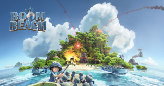 Cartoon boy boat gun island - a small island free wallpaper