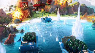 Futuristic city lake boats waterfall - a large waterfall free wallpaper