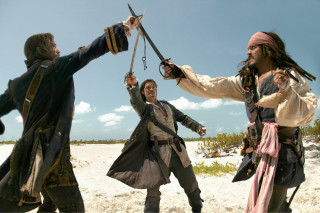 Beach pirates group sword holding - a pirate free wallpaper