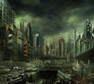 City bridge debris apocalyptic matte - a city free wallpaper