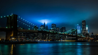 City skyline night bridge river 16 - a matte painting free wallpaper