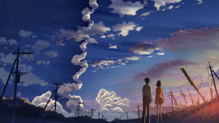 Two people sky clouds telephone - two person free wallpaper