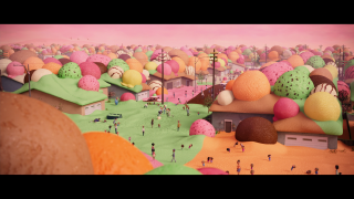 City people walking trees buildings - claymation free wallpaper