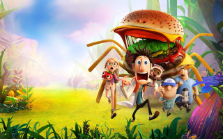 Cartoon characters running field hamburger - a group of cartoon characters free wallpaper