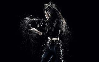 Woman holding gun water splash - a splash of water free wallpaper